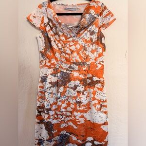 Marc New York Orange and White Midi Dress